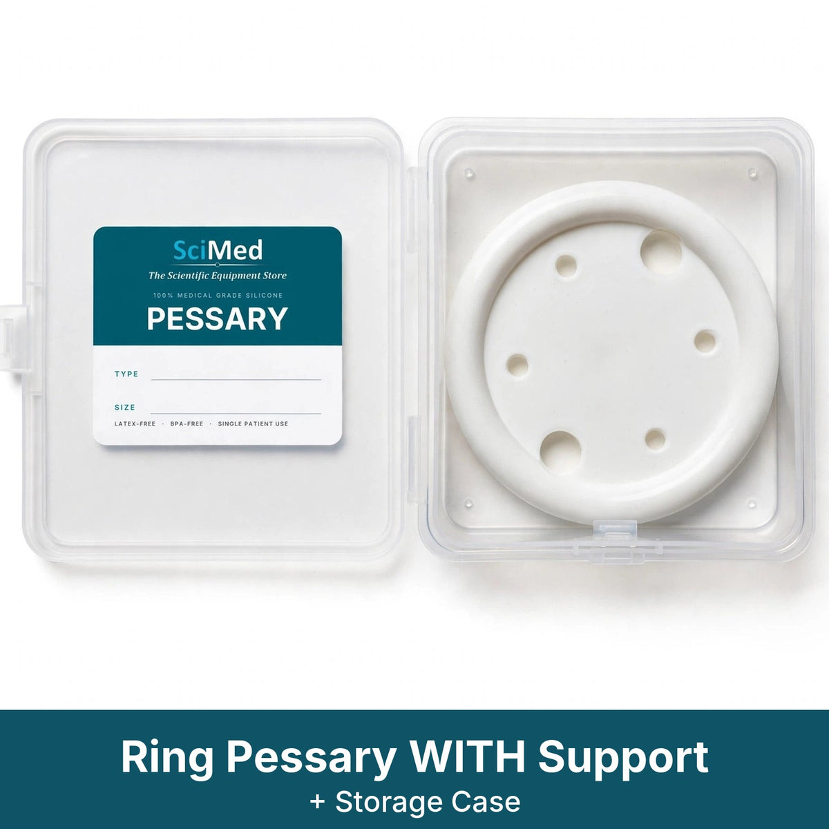 Ring pessary with support in the SciMed storage case