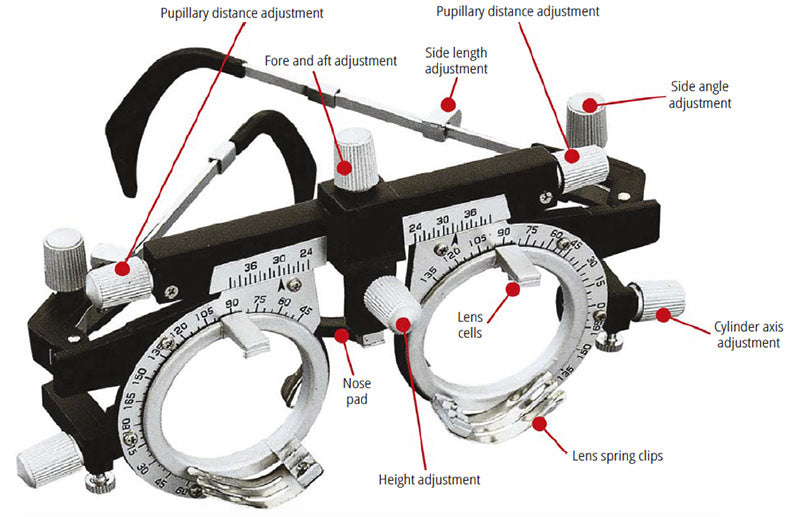 Grey Optical Trial Frame PD, with Interpapillary Distance of Approx. 64mm / 2.5in, 360-degree Rotating Lens Holders.