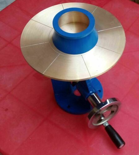 SciMed - Steel Hand-operated Soil Testing Flow Table, brass table top, circular surface, reinforced ribs