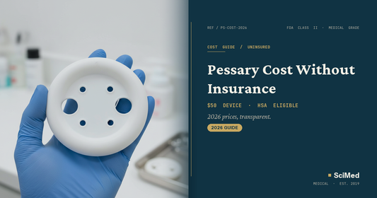 Ring pessary with support held by gloved clinician — SciMed featured image for Pessary Cost Without Insurance 2026 guide