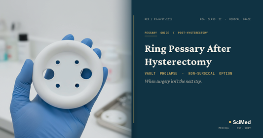Ring pessary with support held by gloved clinician — SciMed featured image for Ring Pessary After Hysterectomy guide