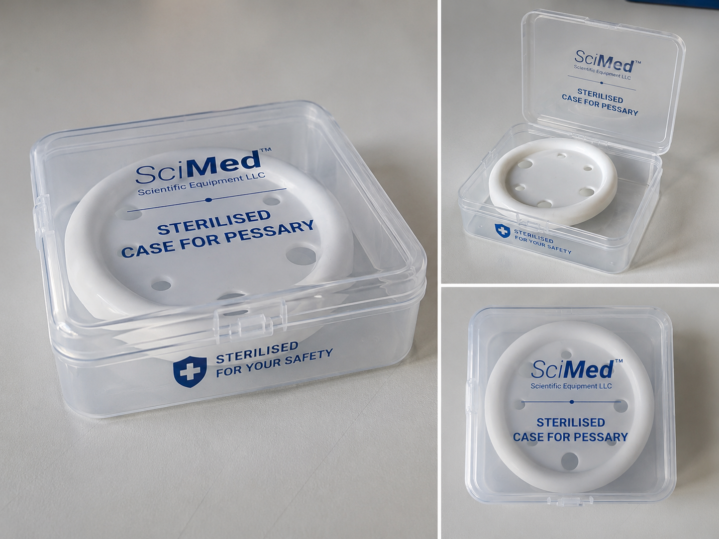 SciMed Pessary Storage Case — additional branded view. Add for +$9.99 with any pessary, or FREE with 3-Size Right-Size Pack.