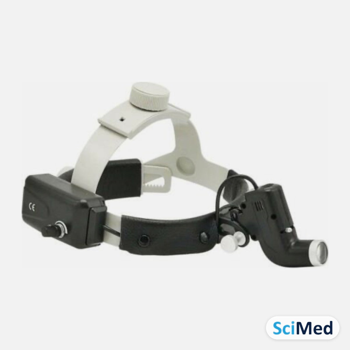 SciMed ENT surgical LED headlight – Black, headband-mounted rechargeable lithium battery