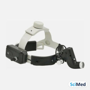SciMed ENT surgical LED headlight – Black, headband-mounted rechargeable lithium battery
