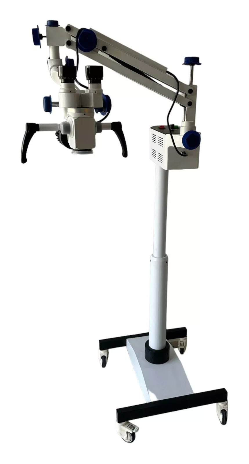 SciMed 3-Step Dental Operating Microscope on wheeled floor stand — angled view