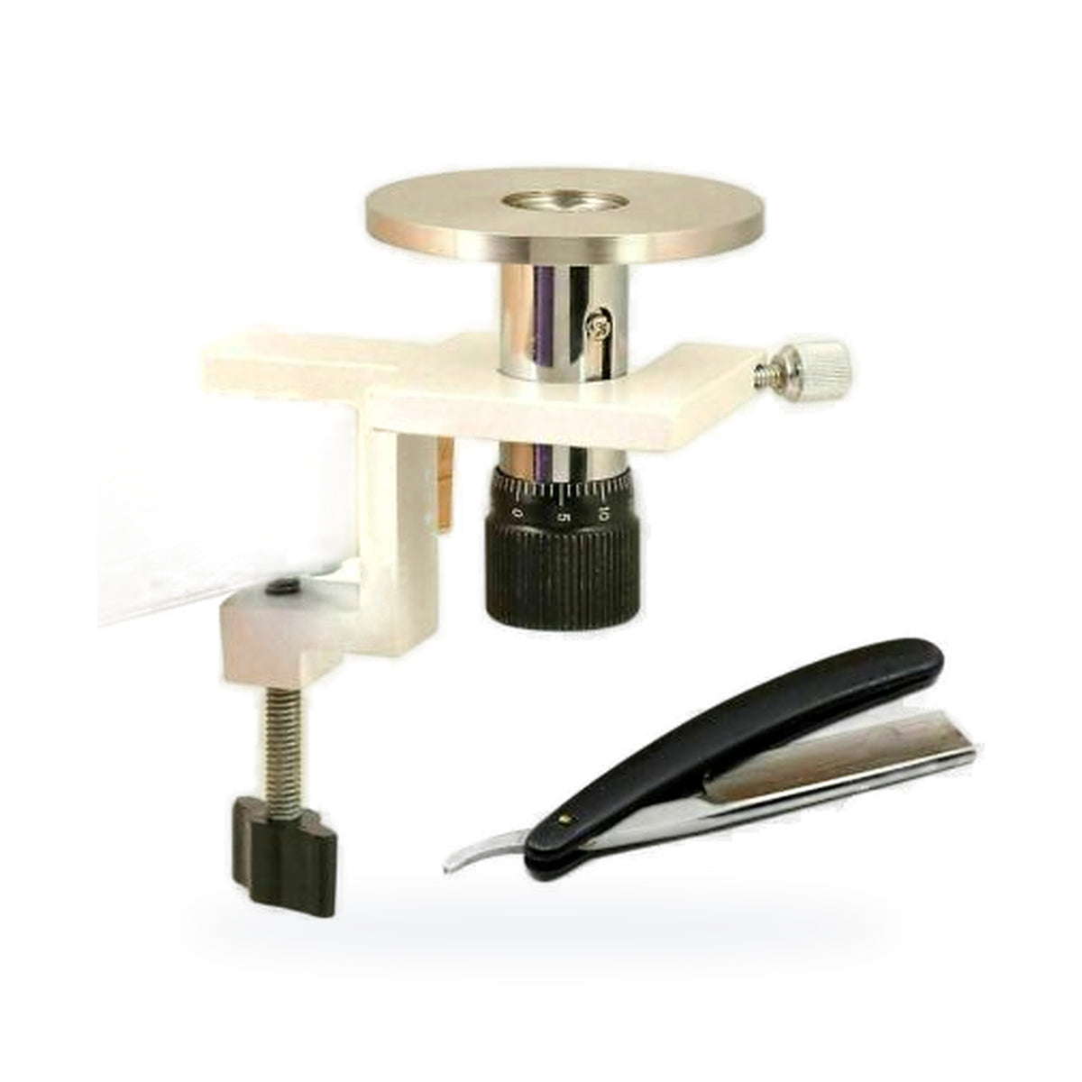 Hand and Table Microtome, product photo on white background